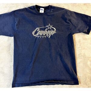 Vintage Pro Player Dallas Cowboys Shirt Blue Made in USA NFL Embroidered Logo XL